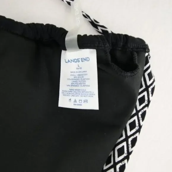 Lands End Black White Pattern Bikini Top Tassel NEW Size Large (14-16) - Picture 3 of 6